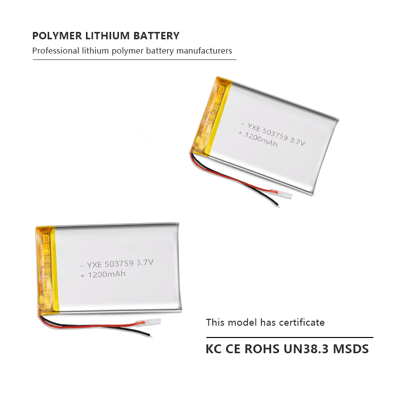 3.7 V Li-ion Battery 503759-1200mah